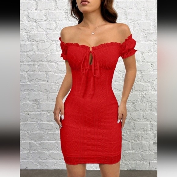 Knit Off-The-Shoulder Bodycon Dress - Picture 4 of 4